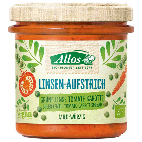 Allos Linsen-Aufstrich Grüne Linse Tomate Karotte 140g