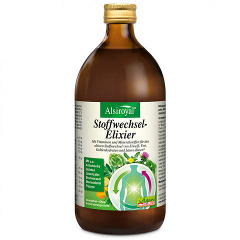 Alsiroyal Stoffwechsel-Elixier 520 ml – Nahrungsergänzungsmittel mit Vitaminen und Pflanzenextrakten in Flasche