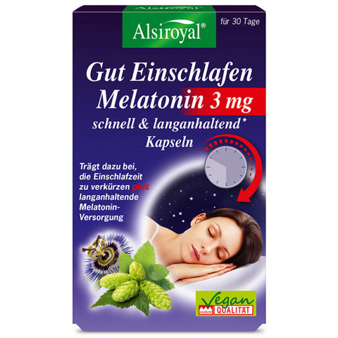Alsiroyal Gut Einschlafen Melatonin 3 mg, 30 Kps.
