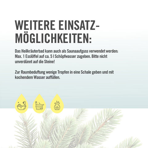 Beschreibungsbild der Anwendungen des Arya Laya Heilkräuterbad Fichte 3