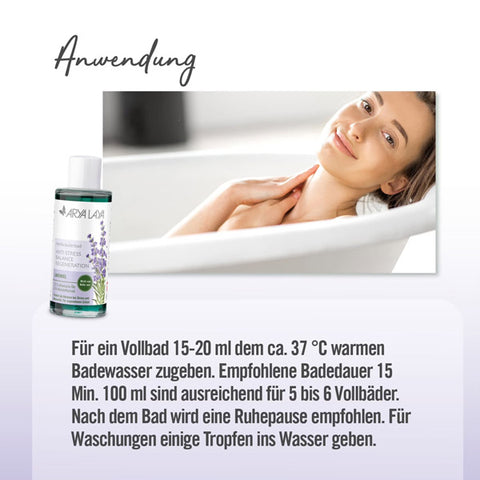 Beschreibungsbild der Anwendungen des Arya Laya Heilkräuterbad Lavendel 2