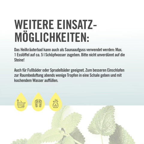 Beschreibungsbild der Anwendungen des Arya Laya Heilkräuterbad Melisse  3